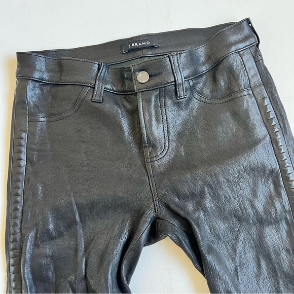 J Brand Bonded Studded Leather Pant in Noir Black - Picture 3 of 11
